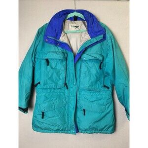 LL Bean Jacket Womans Size Large? Green Goretex Thinsulate Hooded Vtg USA Made